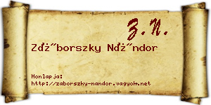 Záborszky Nándor névjegykártya