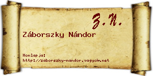 Záborszky Nándor névjegykártya